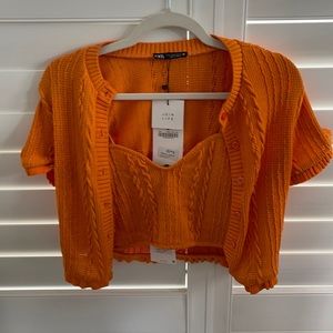 Zara orange two piece knit set